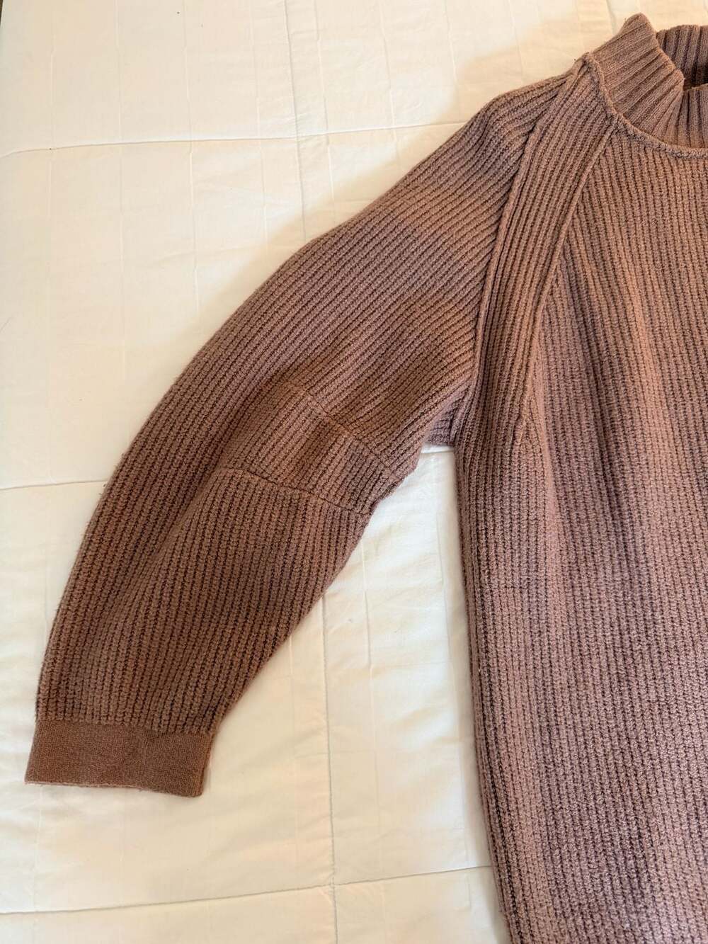 Free People Brown Ribbed Mock Neck Sweater Size M - Picture 4 of 6